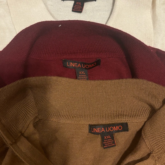 !! 3 pc bundle DEAL !! super soft LINEA UOMO brown, red, white SWEATERS size XXL - Picture 9 of 12